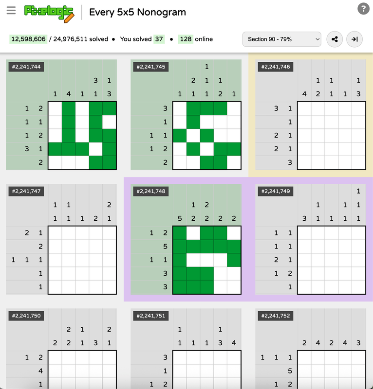 Screenshot of Every 5x5 Nonogram