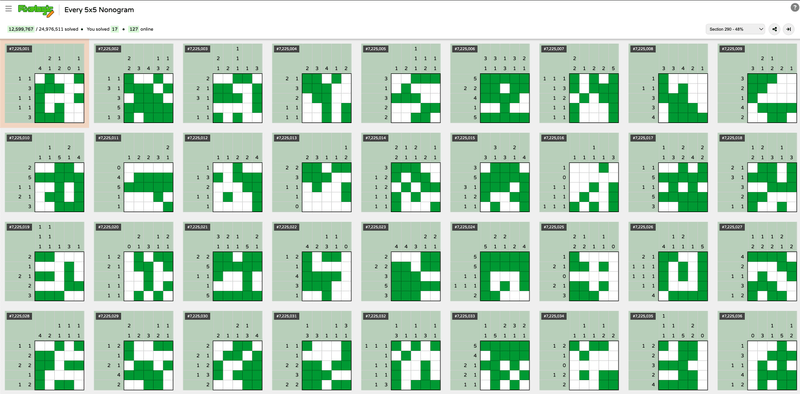 Screenshot of Every 5x5 Nonogram