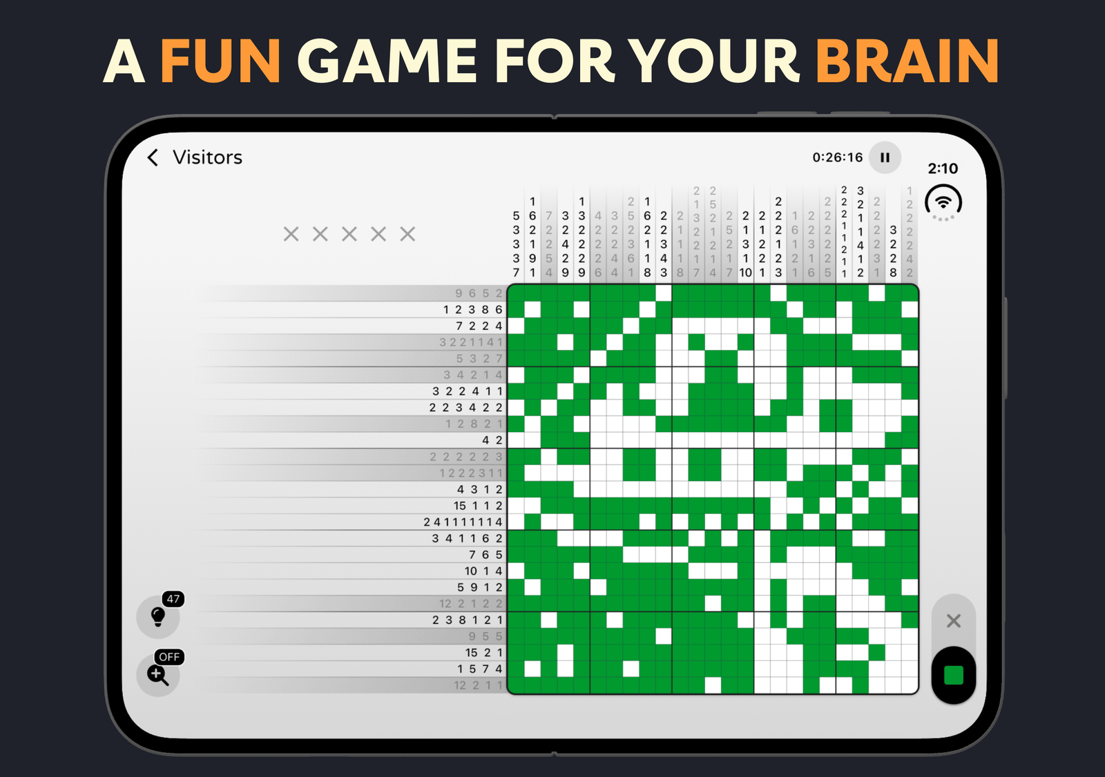 Pixelogic puzzle board on the iPhone Duo's unfolded display
